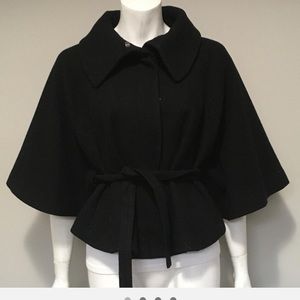 Club Monaco Black Cape Belted Coat Size S/P